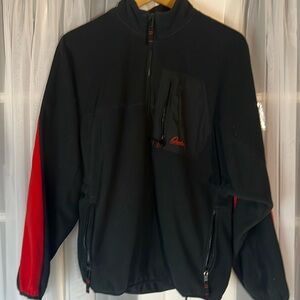 OVADIA Polar Fleece Jacket Men’s Small Quarter-Zip Pullover BLACK/RED